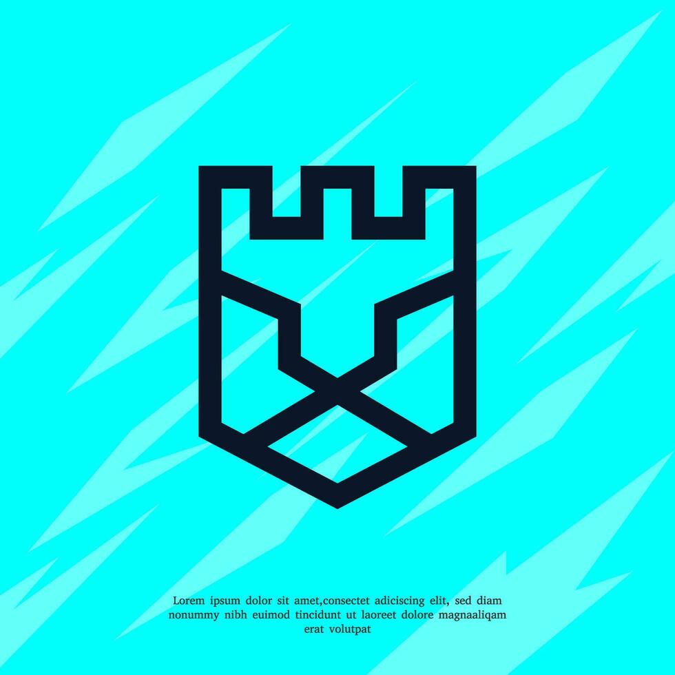 lion castle logo design template vector