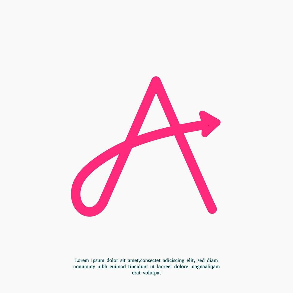 minimalist letter A arrow logo design template vector