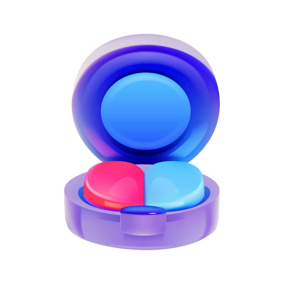 3D open eyeshadow palette icon isolated on a white background. vector