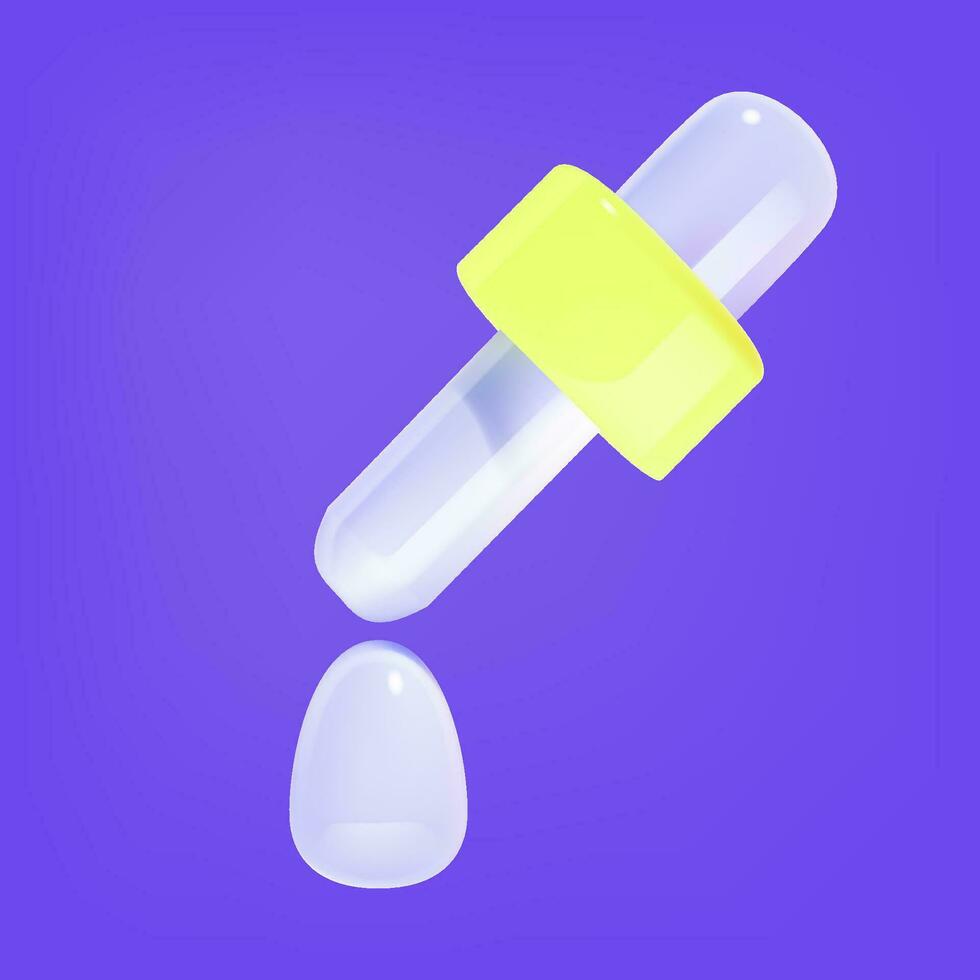 3D pipette dropper icon with a drop. vector