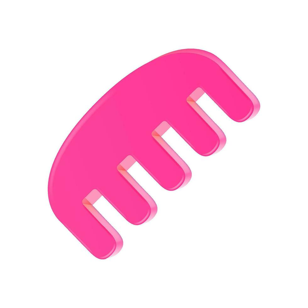 3D pink comb icon isolated on a white background. vector