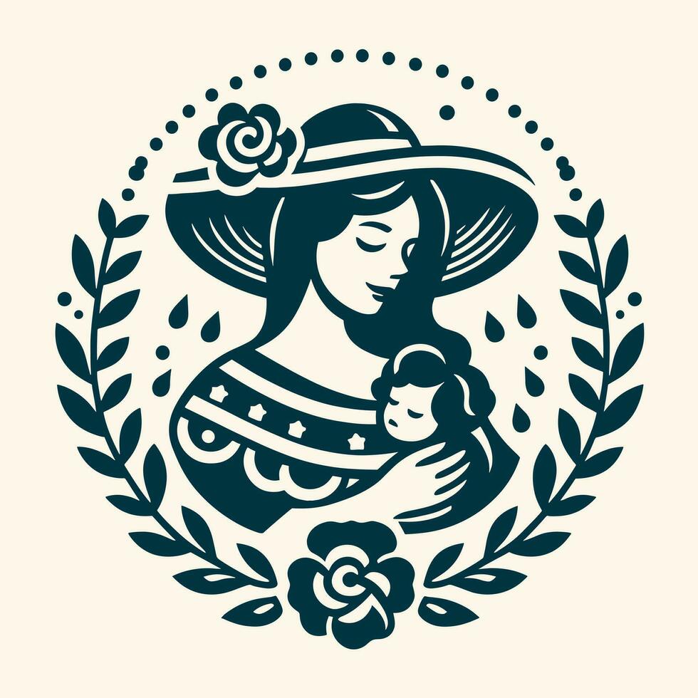 ai generado contento de la madre día logo vector ilustración