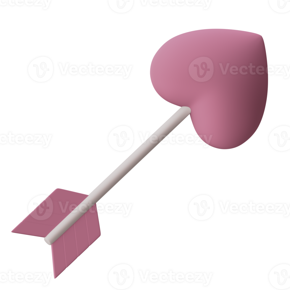 Cute pink Cupid arrow 3d icon isolated happy valentine's day 14 february concept png
