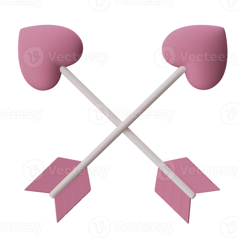 Cute pink Cupid arrows 3d icon isolated happy valentine's day 14 february concept png