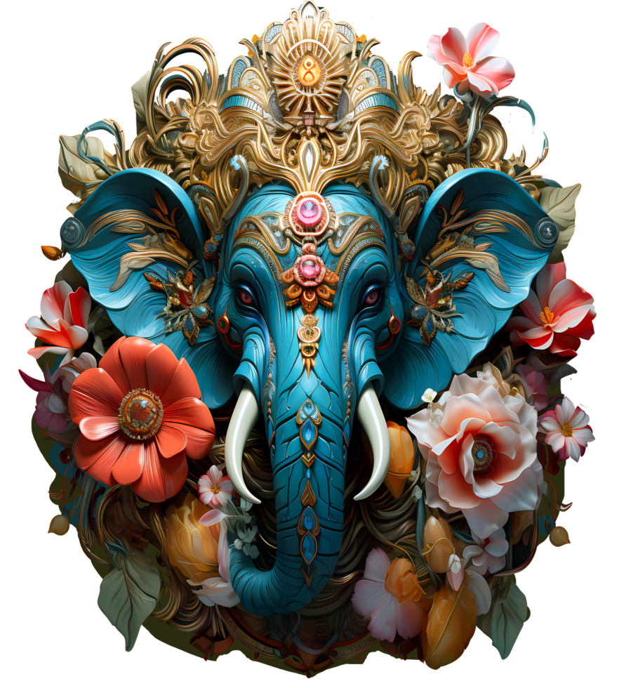 AI generated an elephant with a blue and purple background png
