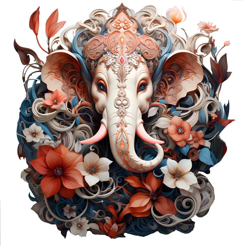 AI generated an elephant with a blue and purple background png