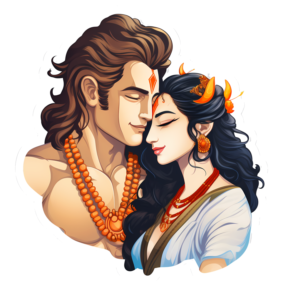 AI generated lord shiva and parvati, shivshakti hindu icon png