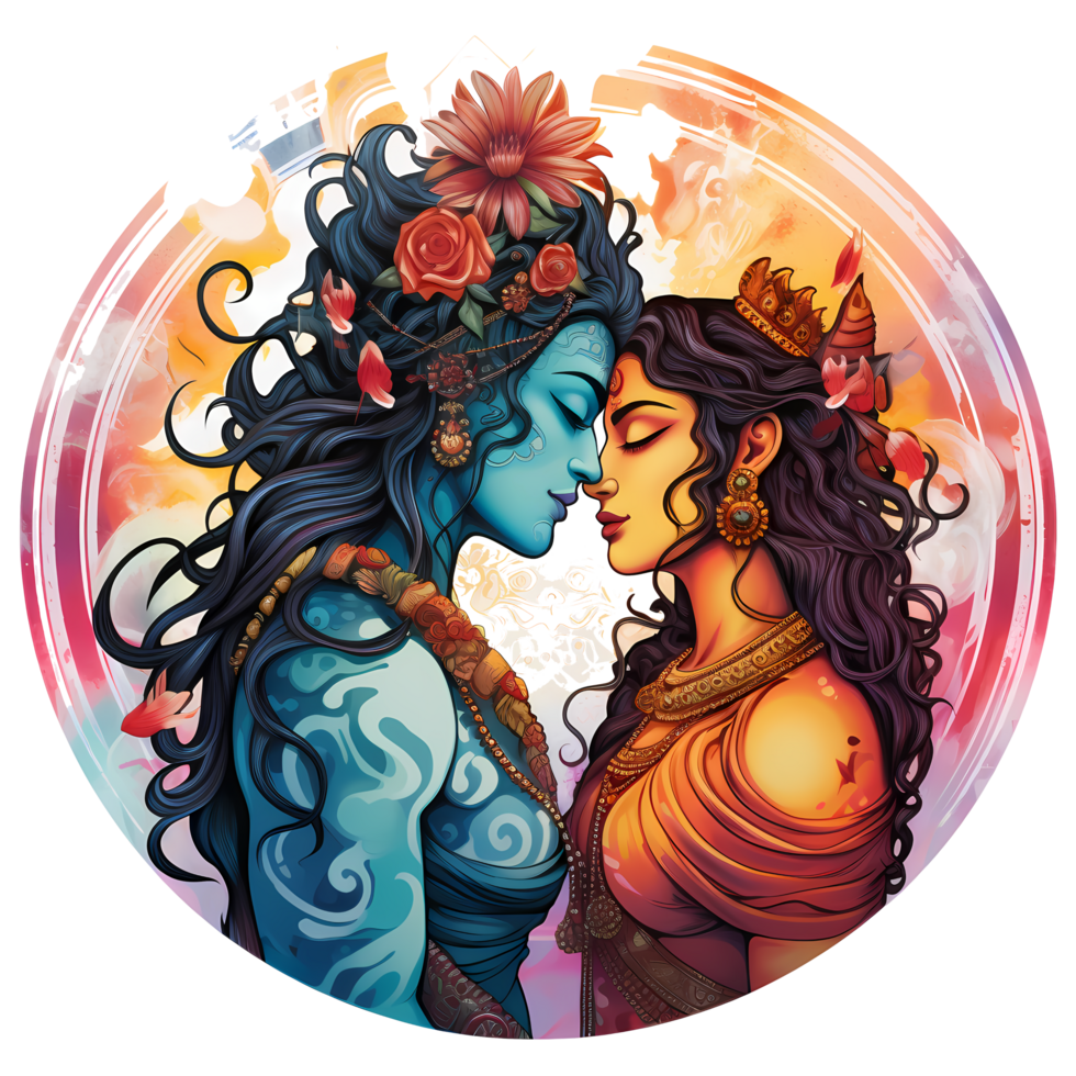 AI generated lord shiva and parvati, shivshakti hindu icon png