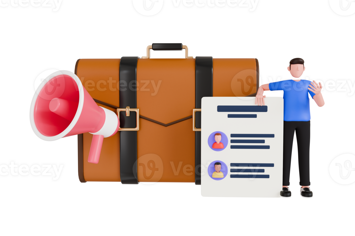 open recruitment 3d illustration. We are hiring concept. Open vacancy 3d illustration png