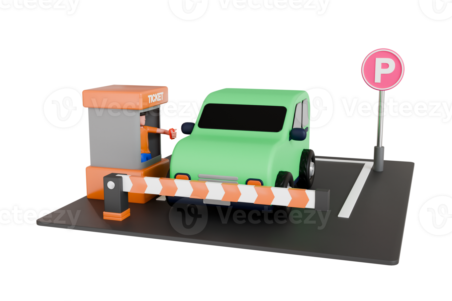 Parking ticket 3d illustration. Parking payment station. Car parking ticket 3d illustration png