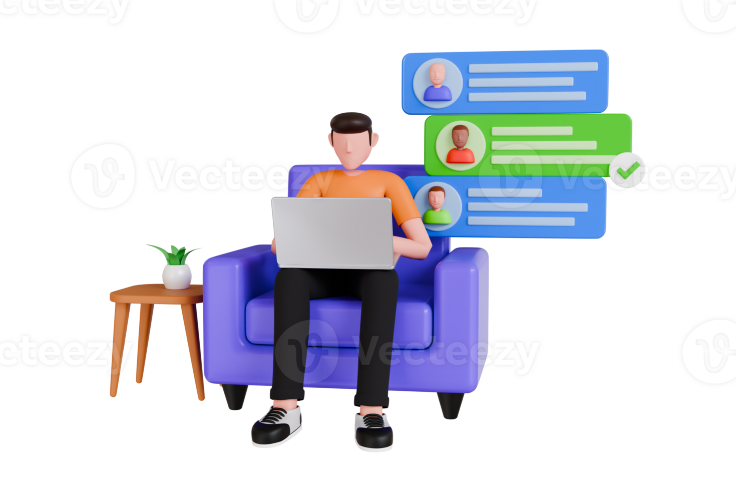Select Candidate 3D Illustration. searching new employee. Businessman selecting employees 3d illustration png