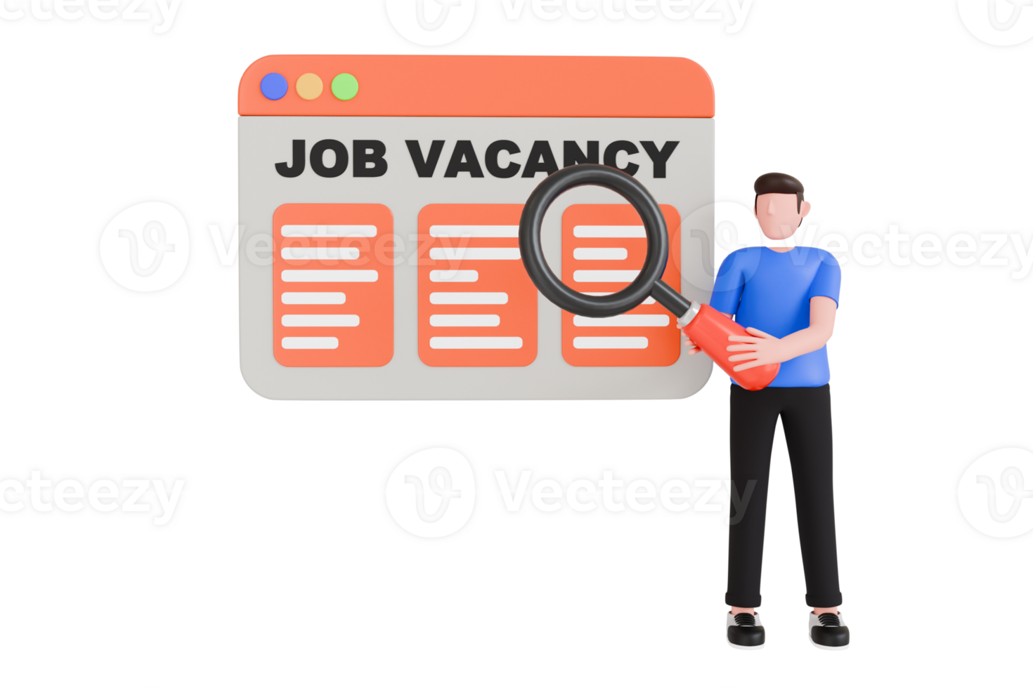 Suche Job freie Stelle 3d Illustration. Job Suchende Suche Job Bretter und Unternehmen Websites zum Job Chancen png