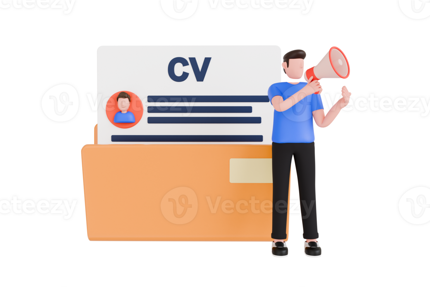 searching right employee 3d illustration. Hiring Employee 3D Illustration png