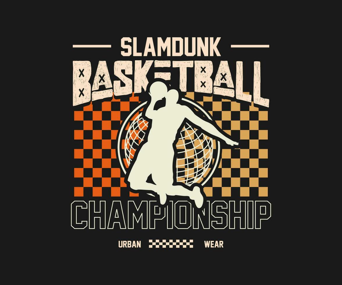 Vector illustration on the theme of basketball, Sport typography for t shirt graphic, poster, streetwear, t shirt urban style, hoodie, print etc.