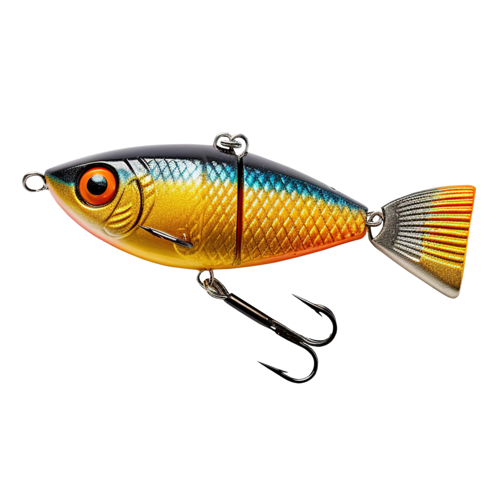 AI generated Fishing Lure with hooks on transparent background png