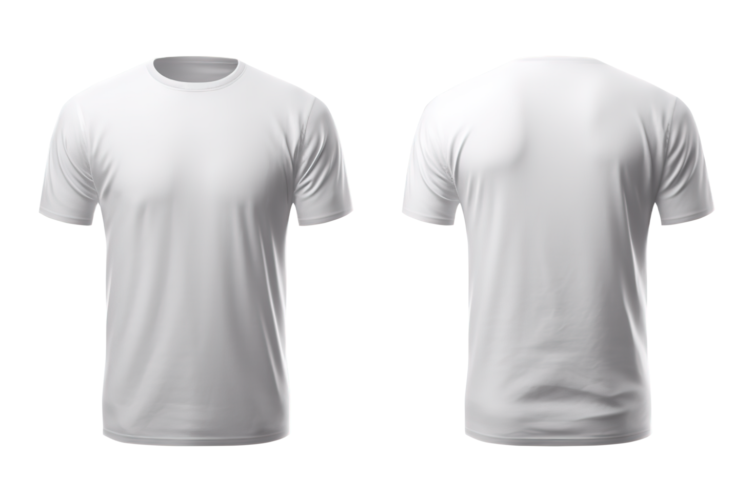 AI generated T-shirt mockup. White blank t-shirt front and back views on transparent Background PNG