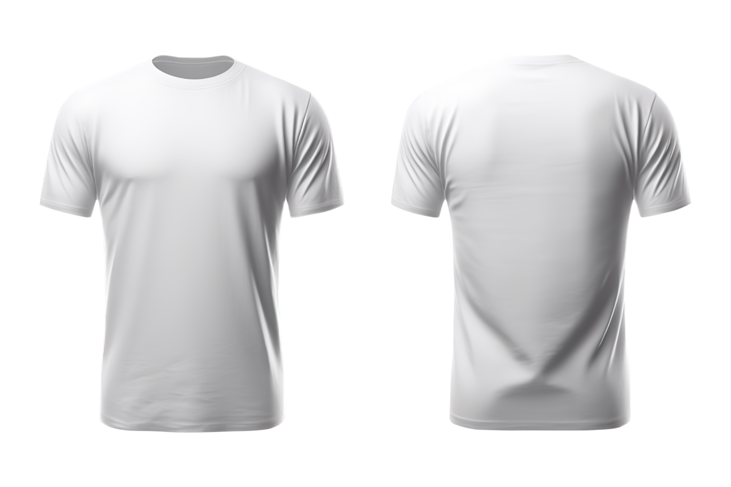 AI generated T-shirt mockup. White blank t-shirt front and back views on transparent Background PNG