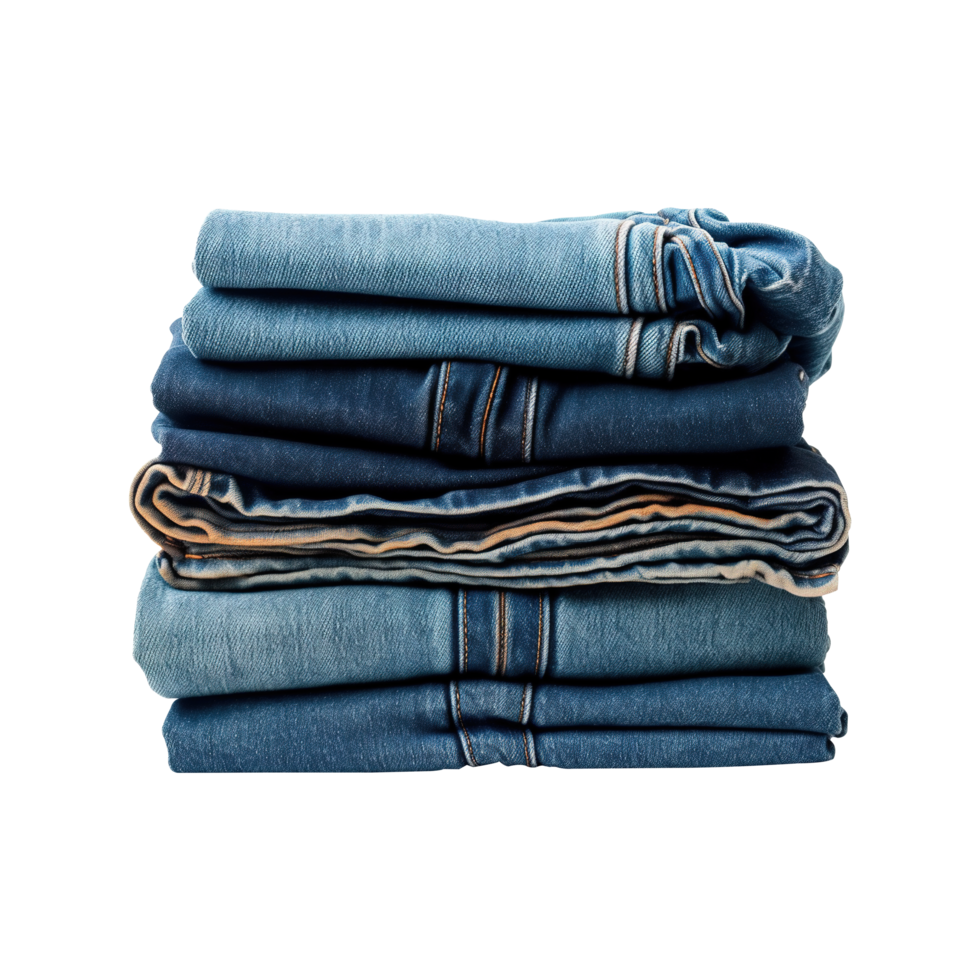 AI generated Blue Jeans Folded Stack on transparent background PNG