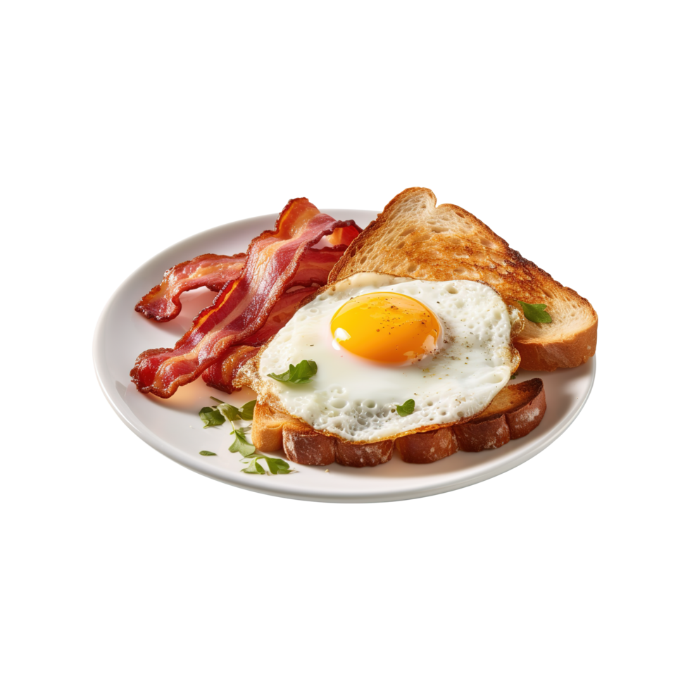AI generated toast with fried egg on bread transparent background png