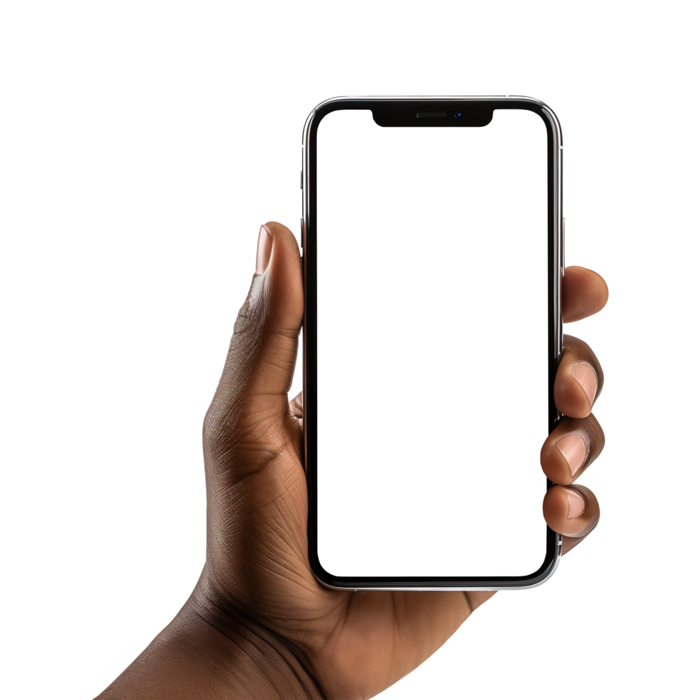 ai genererad hand innehav modern smart telefon på transparent bakgrund png