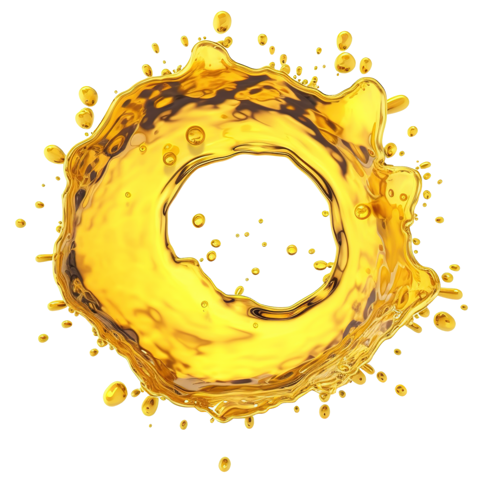 AI generated Splash of olive or engine oil arranged in a circle transparent background png