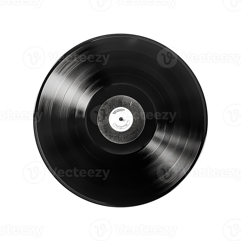 AI generated Black vinyl record on transparent background png