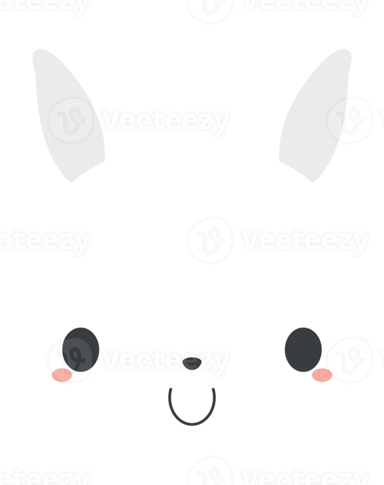 Cute white rabbit cartoon character. Flat design illustration. png