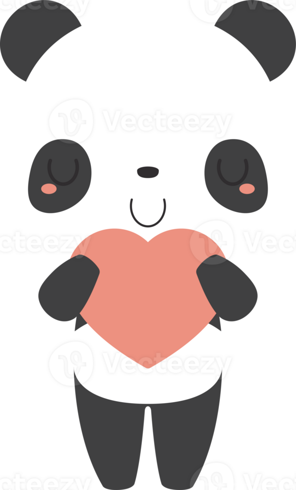Cute giant panda bear cartoon character. Flat design illustration. png