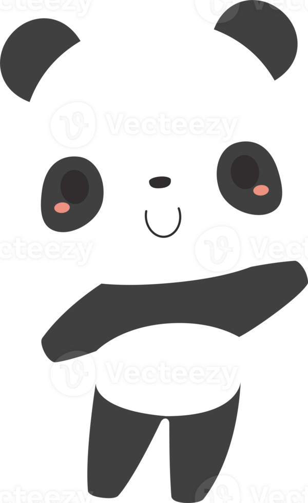 Cute giant panda bear cartoon character. Flat design illustration. png