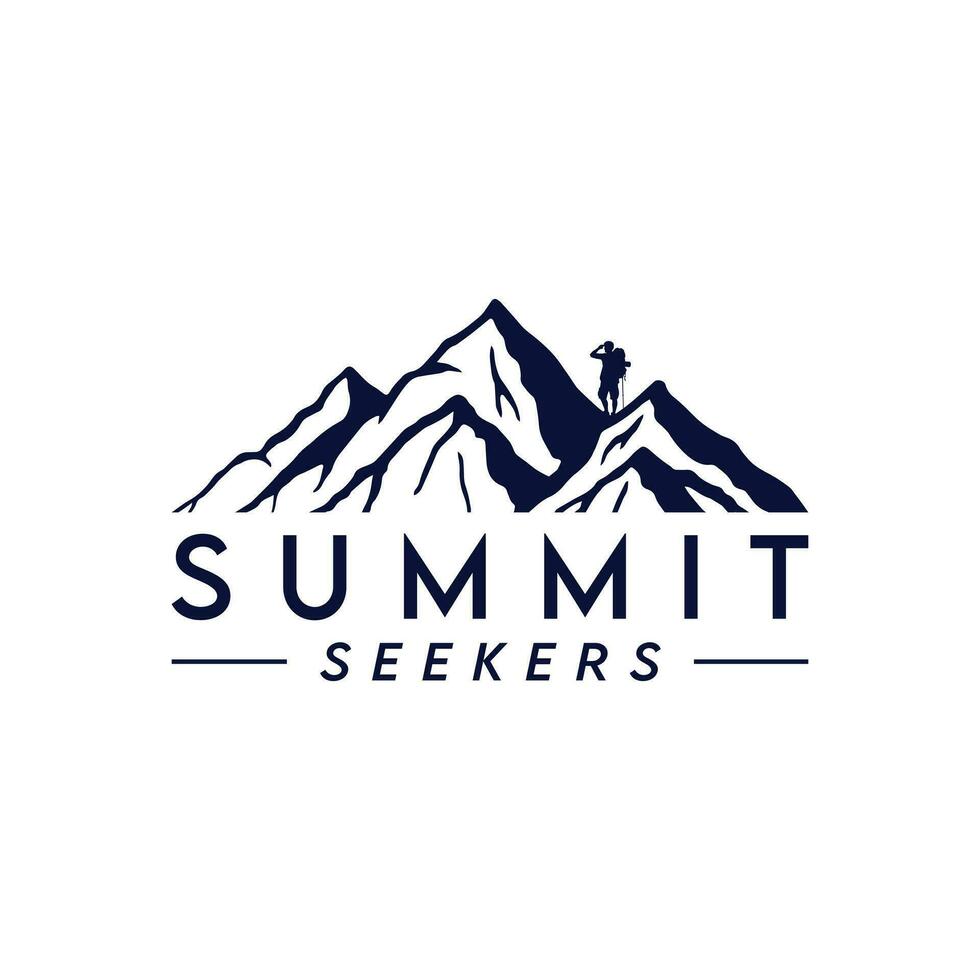 Summit seeker moutain outdoor hiking adventure logo vector