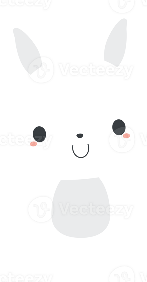 Cute white rabbit cartoon character. Flat design illustration. png