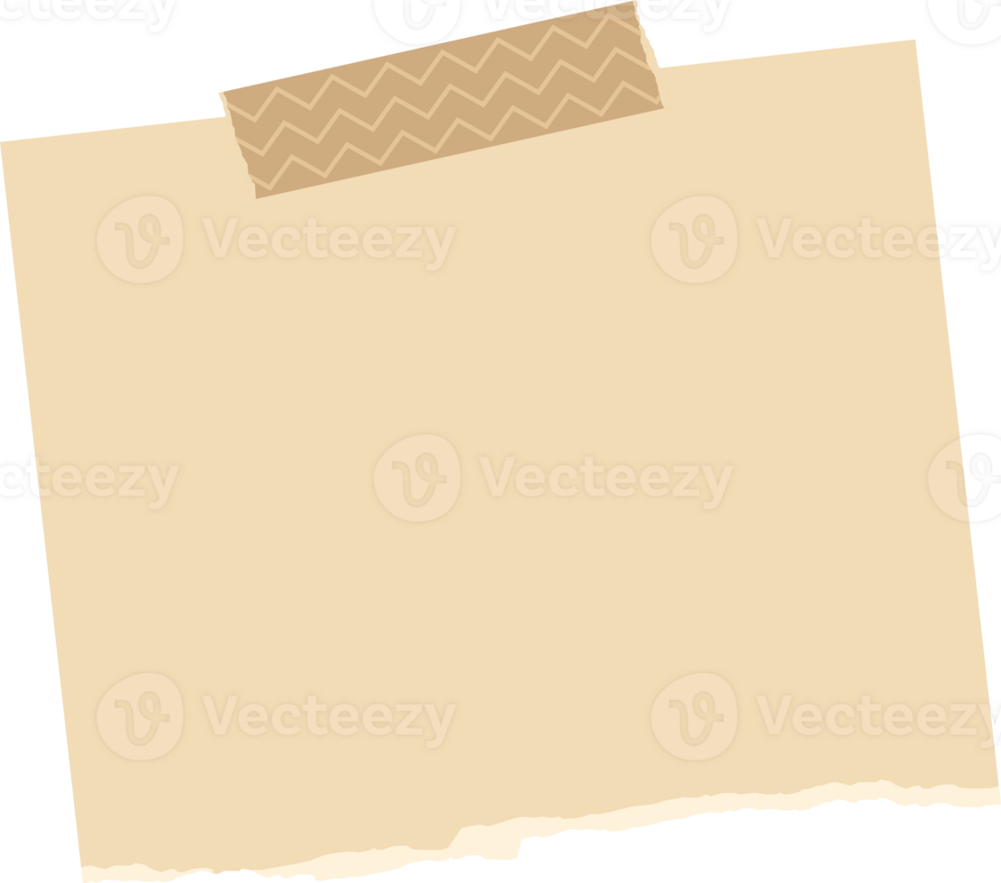 Neutral kraft paper notes with decoration tapes. Flat illustration. png