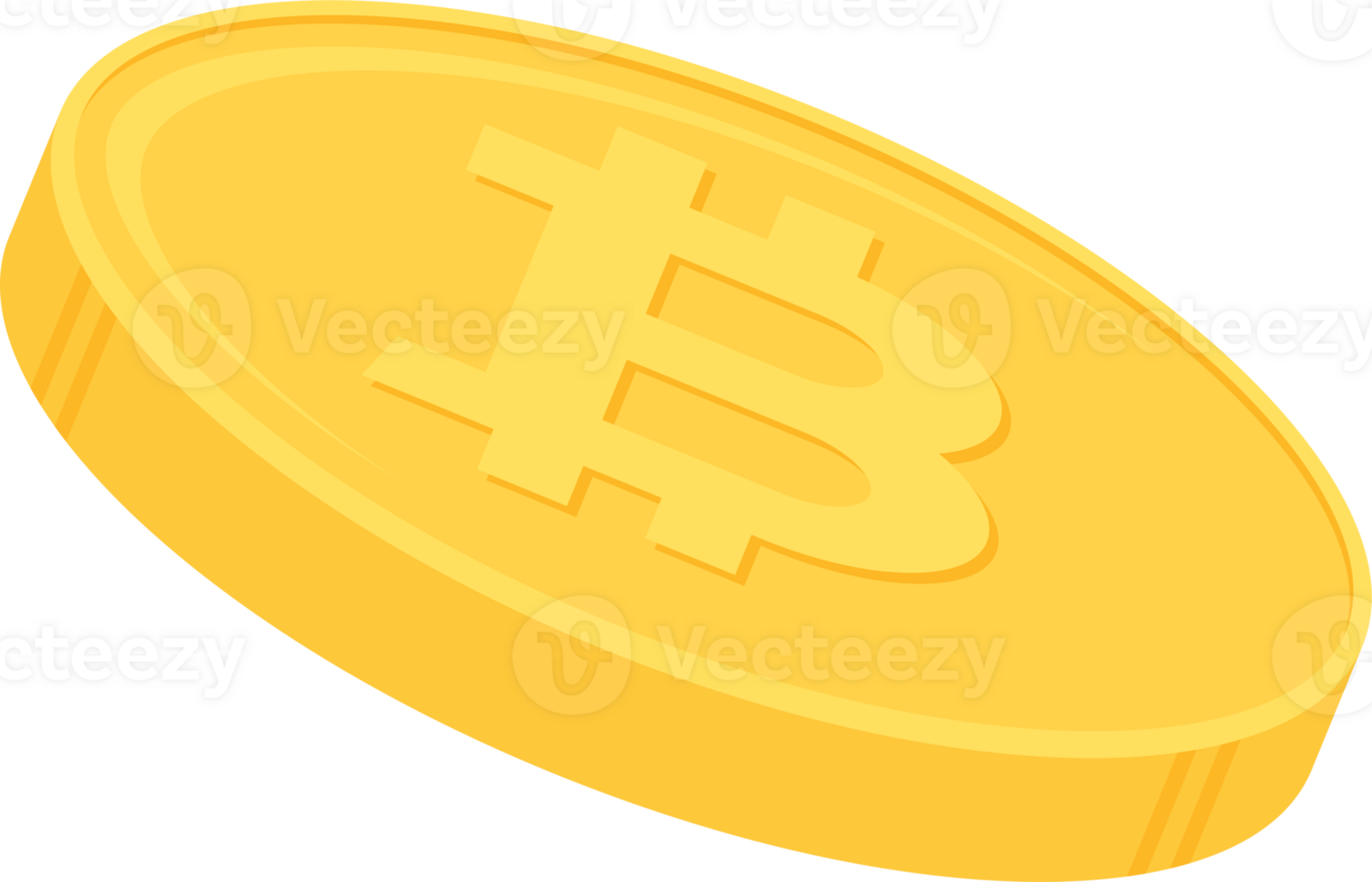Gold bitcoin icon. Cryptocurrency, digital currency, business and finance concept. Flat design illustration. png