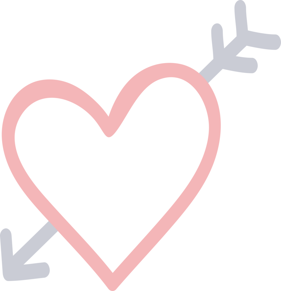 cute pastel pink hand drawn doodle heart icon. png