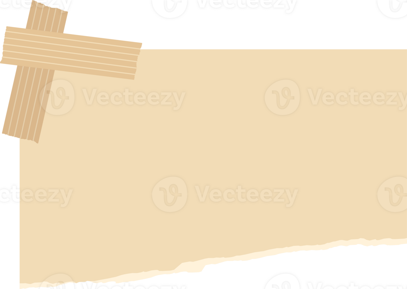 Neutral kraft paper notes with decoration tapes. Flat illustration. png