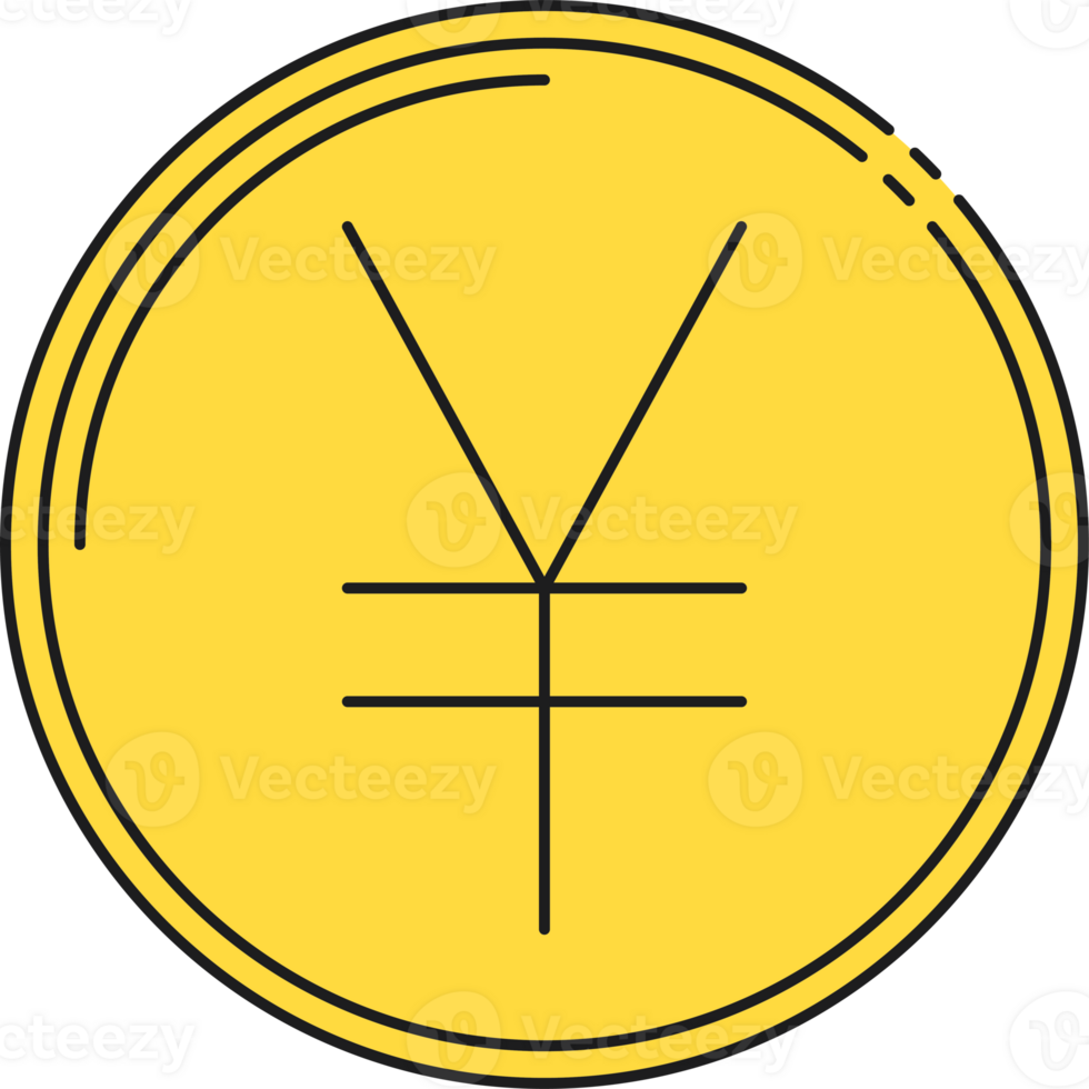 Japanese yen or Chinese yuan coin icon. Business and finance concept. Flat design illustration. png