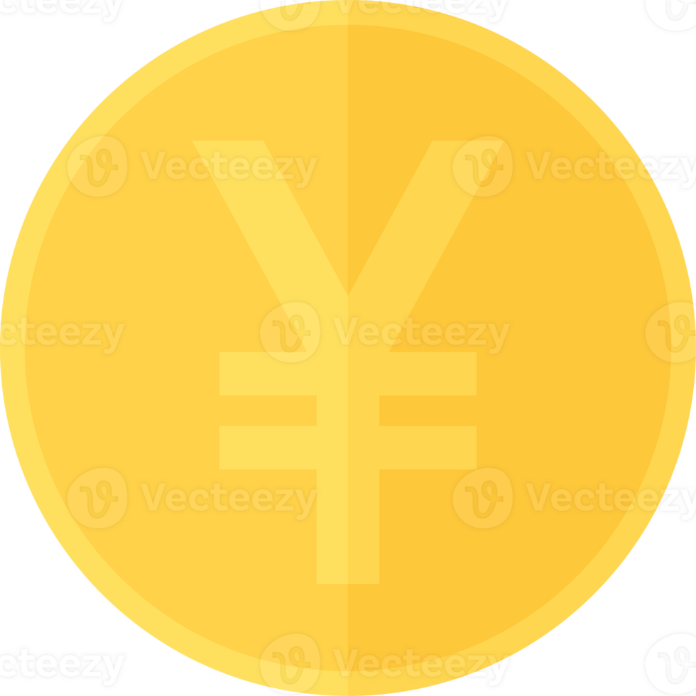 Japanese yen or Chinese yuan coin icon. Business and finance concept. Flat design illustration. png