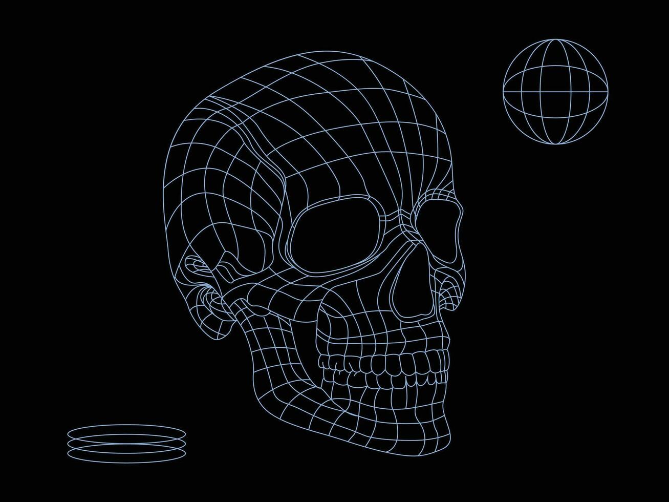 Wireframe skull Low Poly Mesh. futuristic concept vector