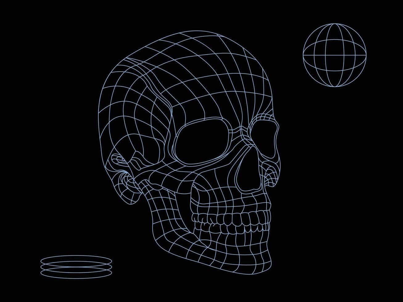estructura metálica cráneo bajo escuela politécnica malla. futurista concepto vector