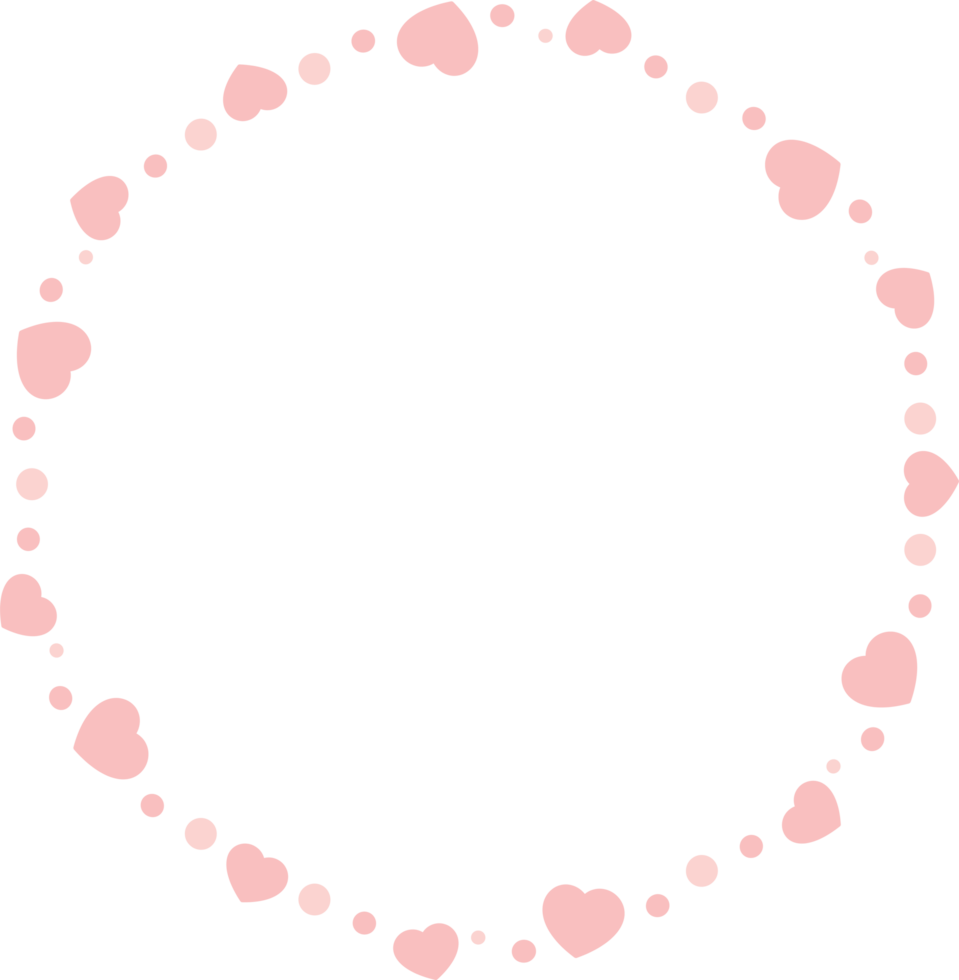 Cute pastel pink heart shape border. Flat design illustration. png