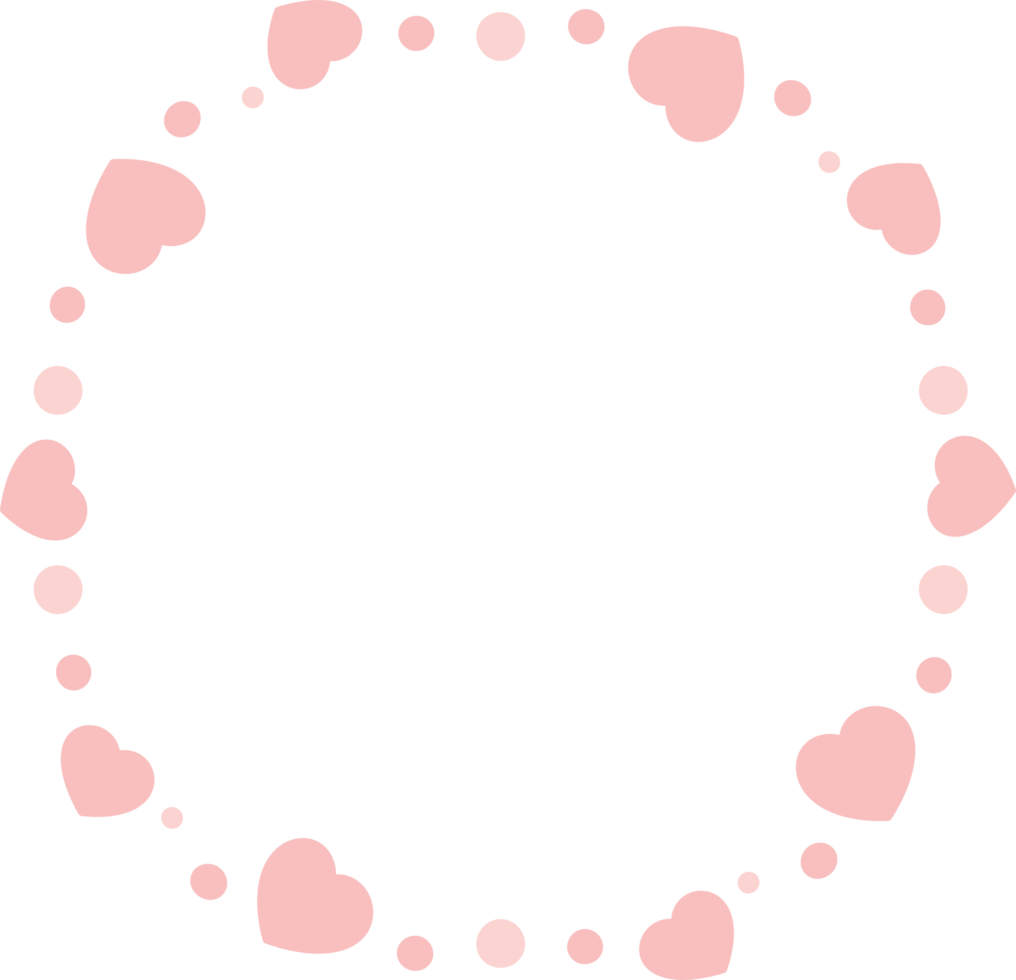 söt pastell rosa hjärta form gräns. platt design illustration. png