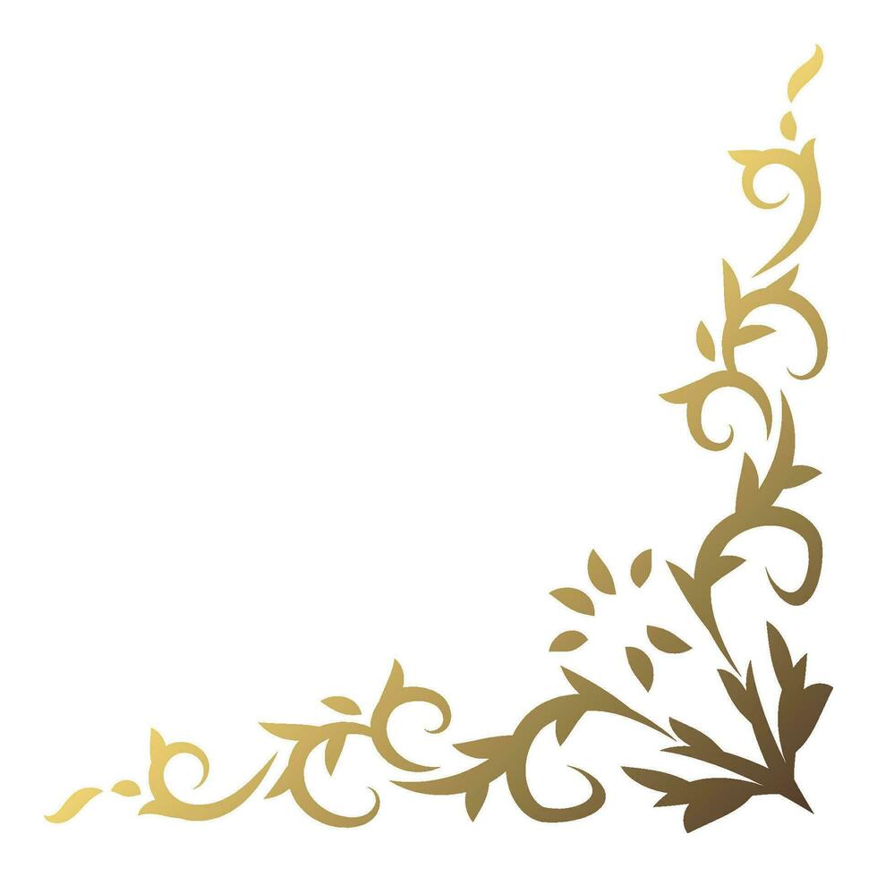 Gold vintage corner and frame vector element. Antique swirl divider pattern luxury ornament. Filigree design calligraphic decoration for frame, greeting card, invitation, menu, certificate.