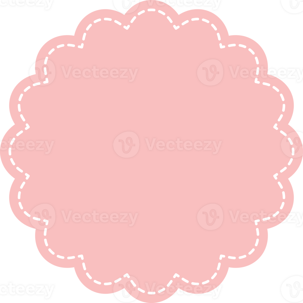 Blank cute pastel pink scalloped shape icon. Flat design illustration. png