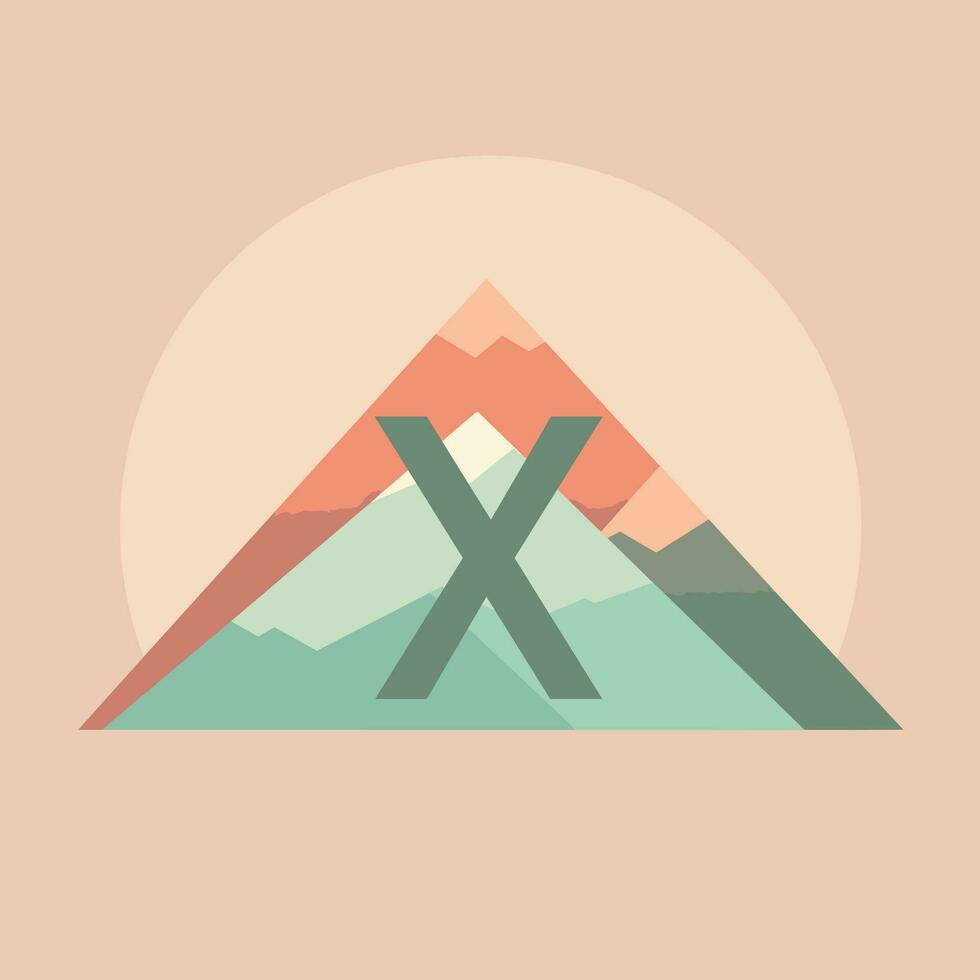 AI generated Fashion transparency flat colorful initial logo idea. Mountain sunset. . Using eco-friendly materials. Letters inside triangle shape. Graphic design vector