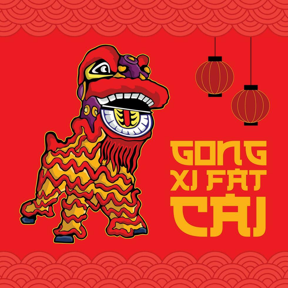 vector illustration gong xi fat cai celebration