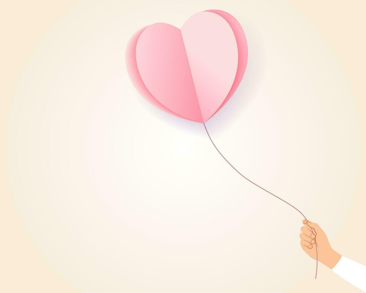 Valentine's Day poster template. Backdrop template with 3D paper heart vector