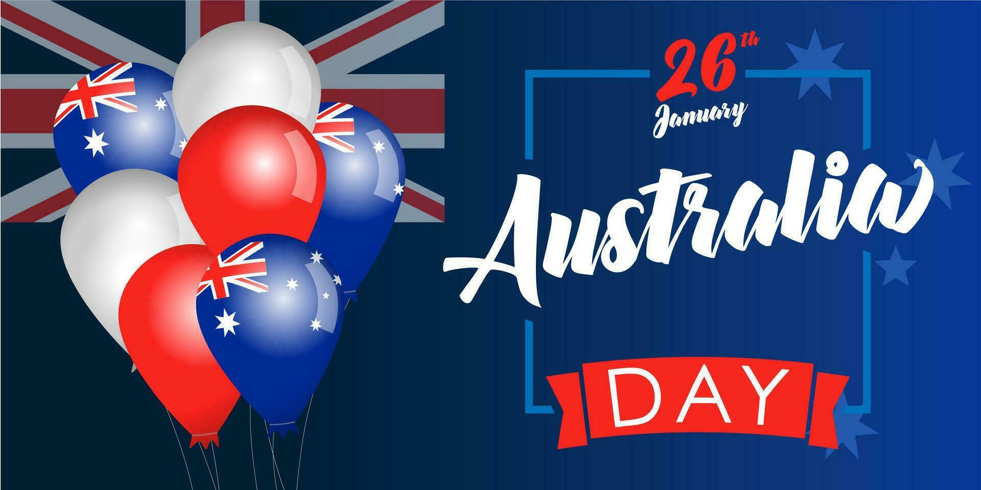 contento Australia día póster con 3d globos vector