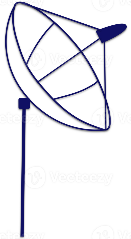 Satellite dish drawn with dark blue lines png