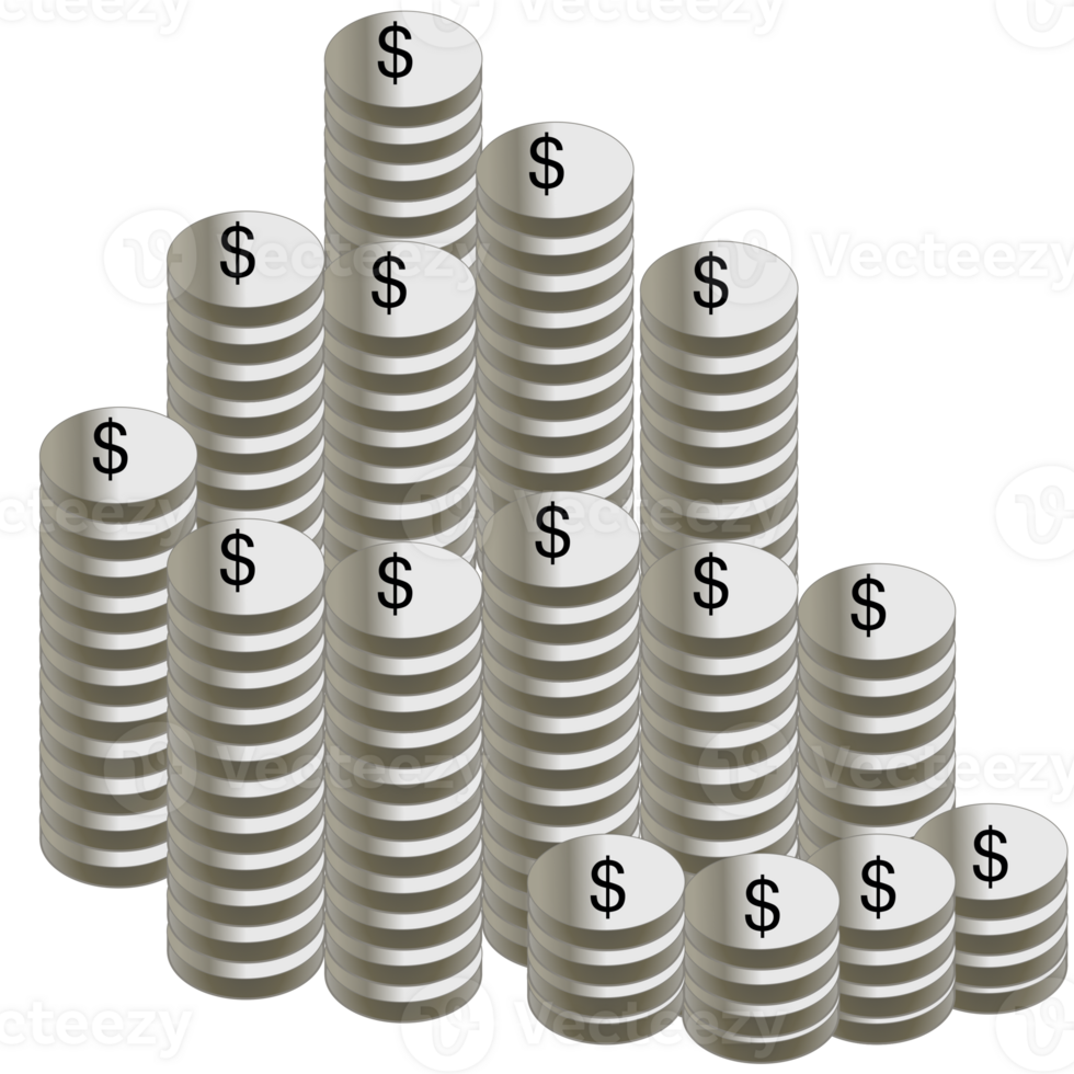illustration of stack of dollar coins png