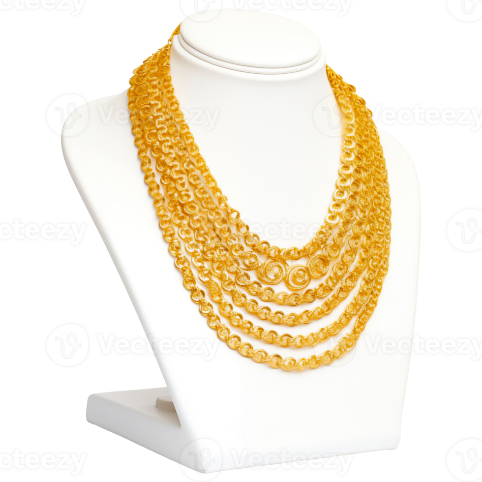 AI generated Gold Necklace on Display Stand Elegant Jewelry Photography png